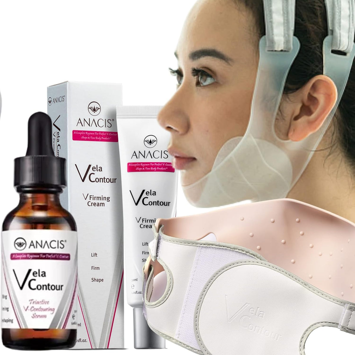 Anacis Vela Contour neck cream jar for a smoother neckline.