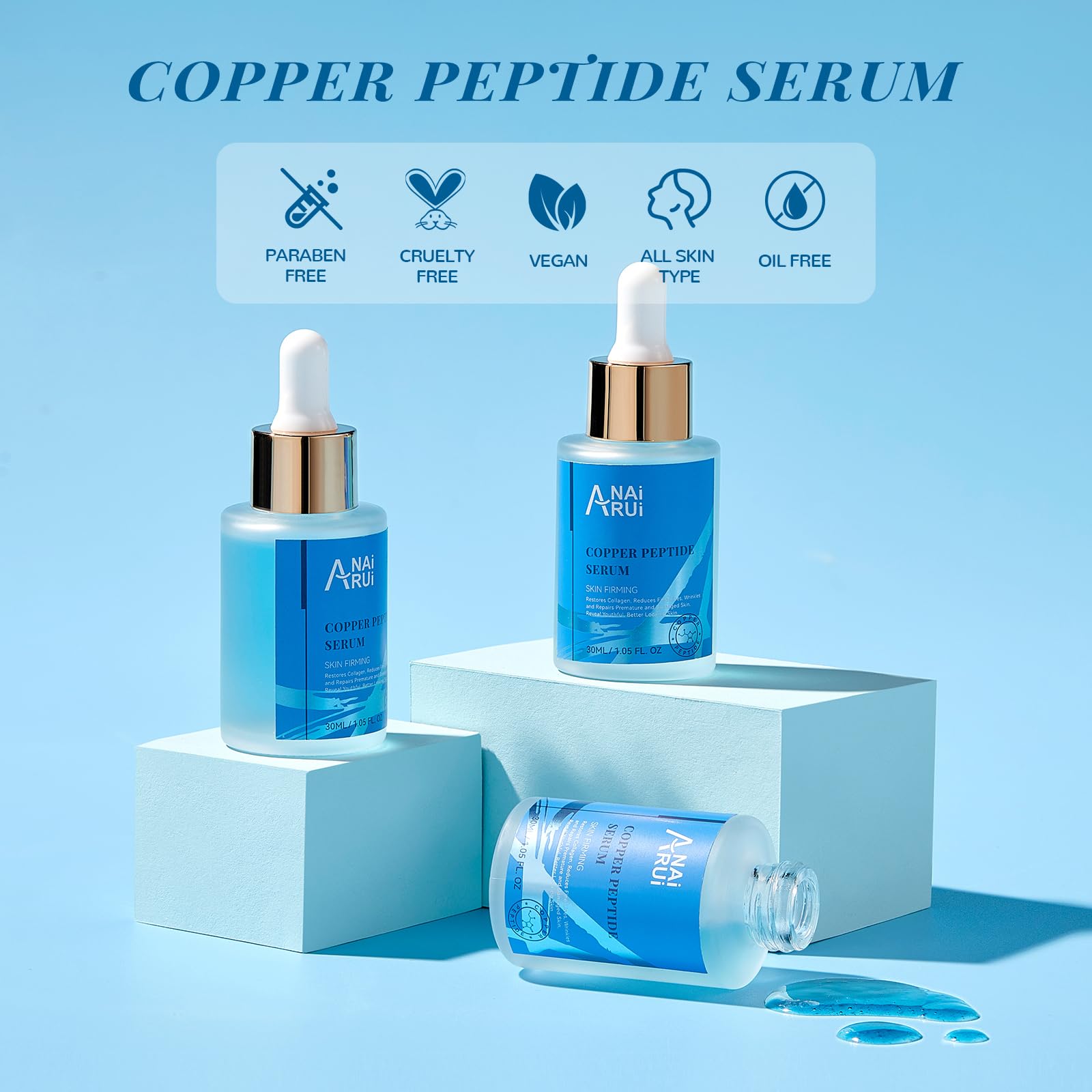 ANAI RUI Copper Peptides Serum in morning routine with moisturizer.