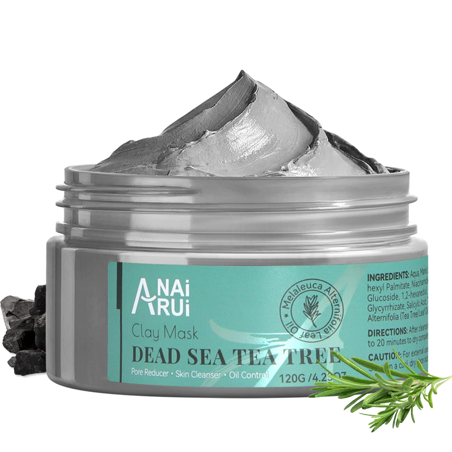 ANAI RUI Dead Sea Mud Mask with tea tree oil aids clear pores.
