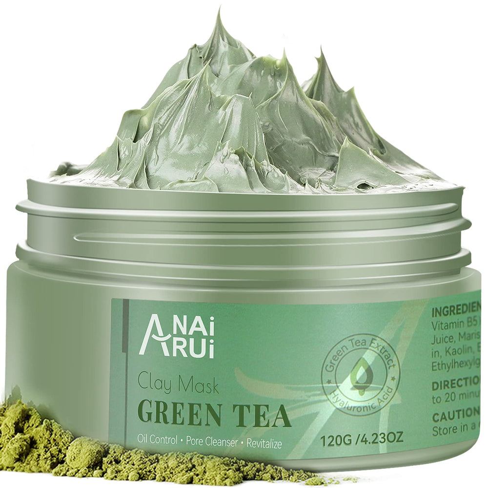 ANAI RUI Green Tea Mask application scene with creamy clay.