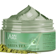 ANAI RUI Green Tea Mask deep-clean close-up showing pore purification.