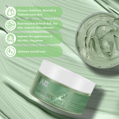 ANAI RUI Green Tea Mask hydrating formula boosts moisture.