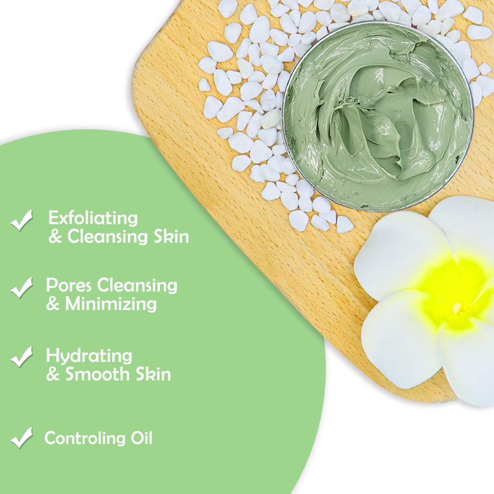 ANAI RUI Green Tea Mask kaolin clay texture for gentle cleansing.