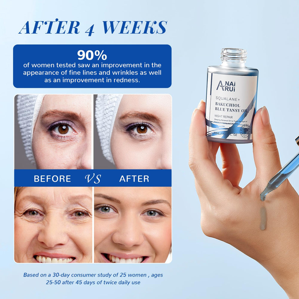 ANAI RUI lightweight oil on fingertip showing fast absorption for night use