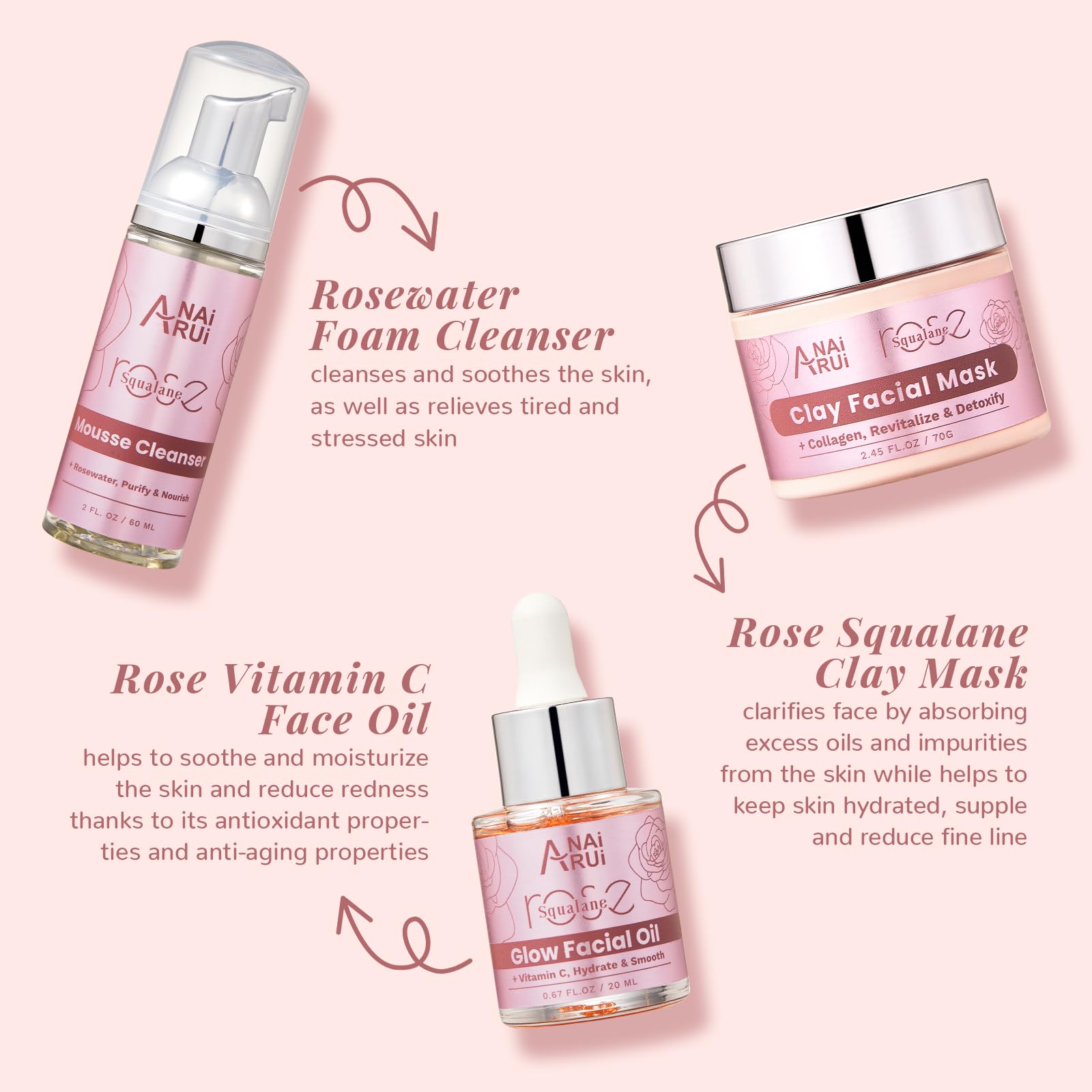 ANAI RUI Rose Clay Mask with Squalane for purified, softened skin