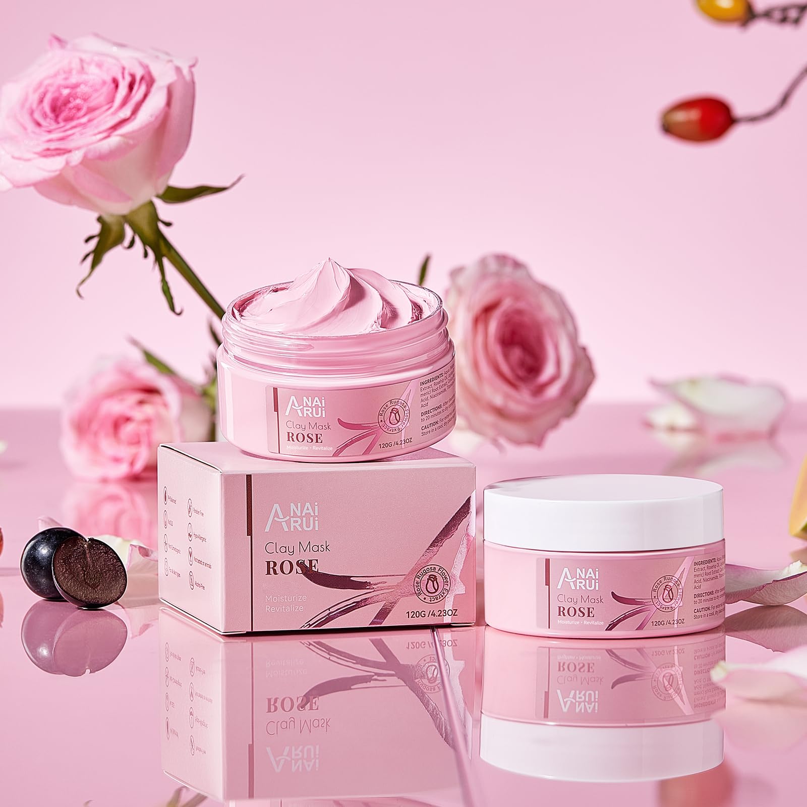 ANAI RUI Rose Mask hyaluronic acid provides lasting moisture on skin.