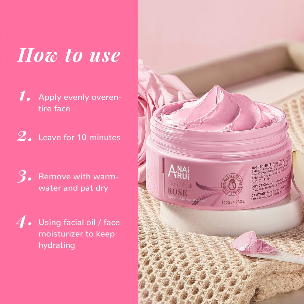 ANAI RUI Rose Mask kaolin absorbs oil and purifies pores.