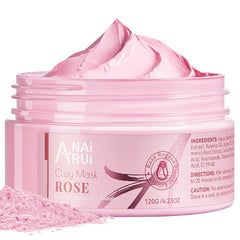 ANAI RUI Rose Mask pink clay texture for gentle exfoliation and oil balance.