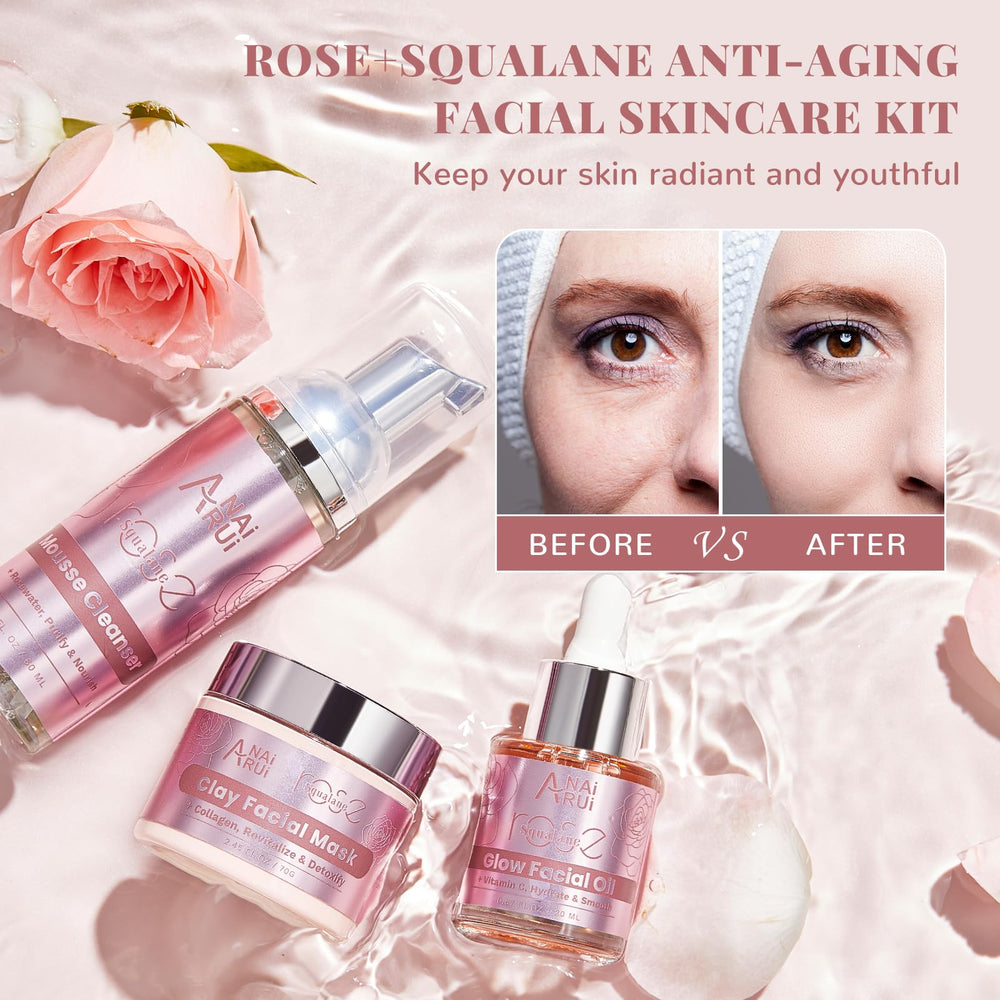 ANAI RUI Rose Vitamin C Face Oil with dropper for radiant hydration