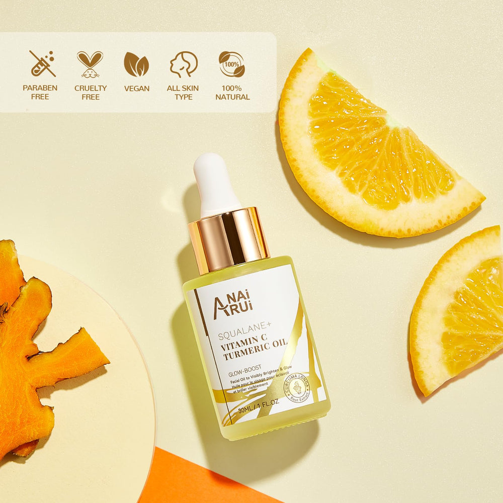 ANAI RUI Squalane Vitamin C Turmeric oil nourishes hair, nails, and lips with hydration
