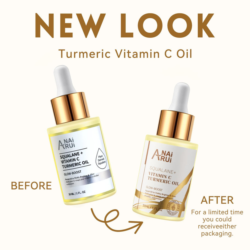 ANAI RUI Squalane Vitamin C Turmeric oil texture close-up shows fast absorption and non-greasy finish