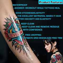 ANAMPION translucent tattoo film close-up nearly invisible on skin