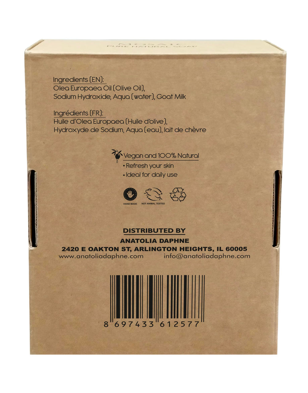 AnatoliaDaphne 12-pack display emphasizes fragrance-free, clean ingredients