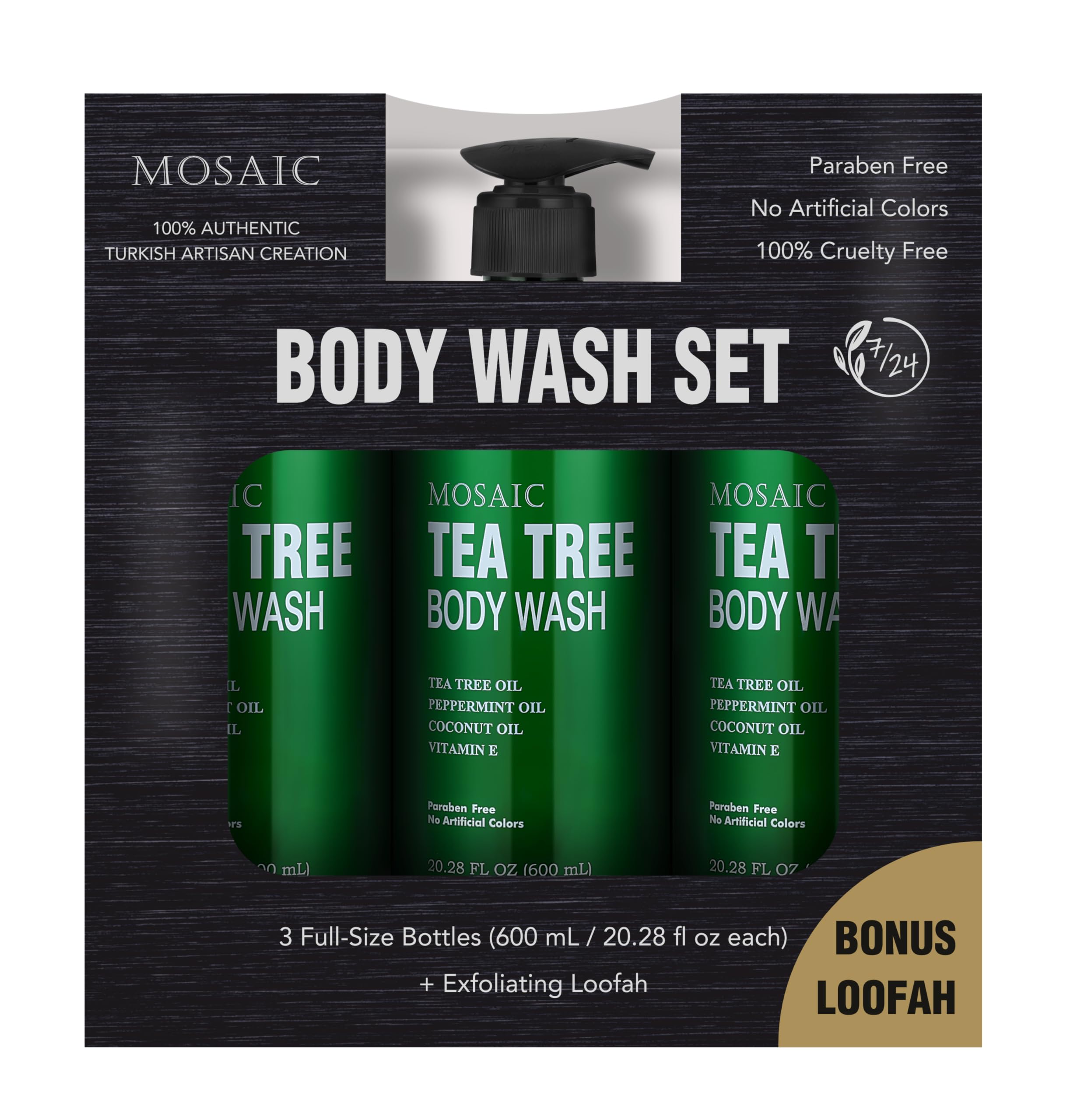 AnatoliaDaphne Tea Tree Body Wash pour demonstrates easy rinse and lather