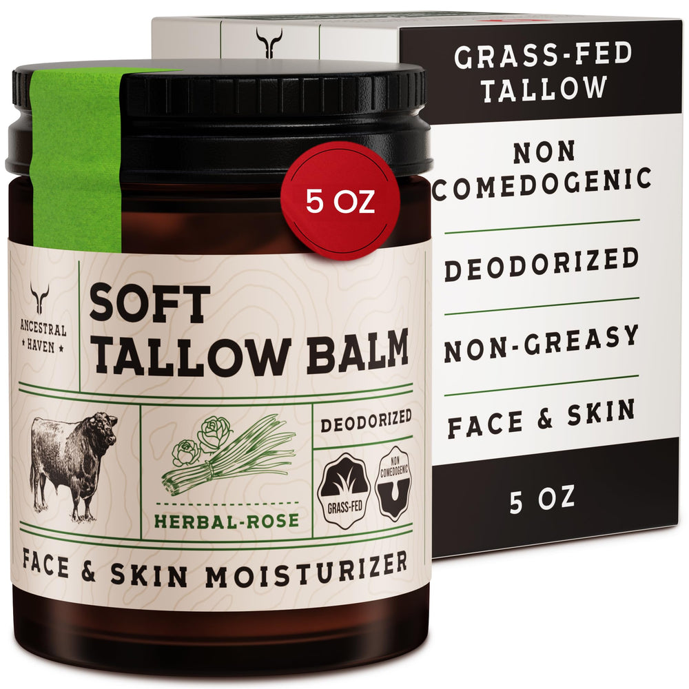 Ancestral Haven beef tallow face balm for daily hydration and gentle nourishment.