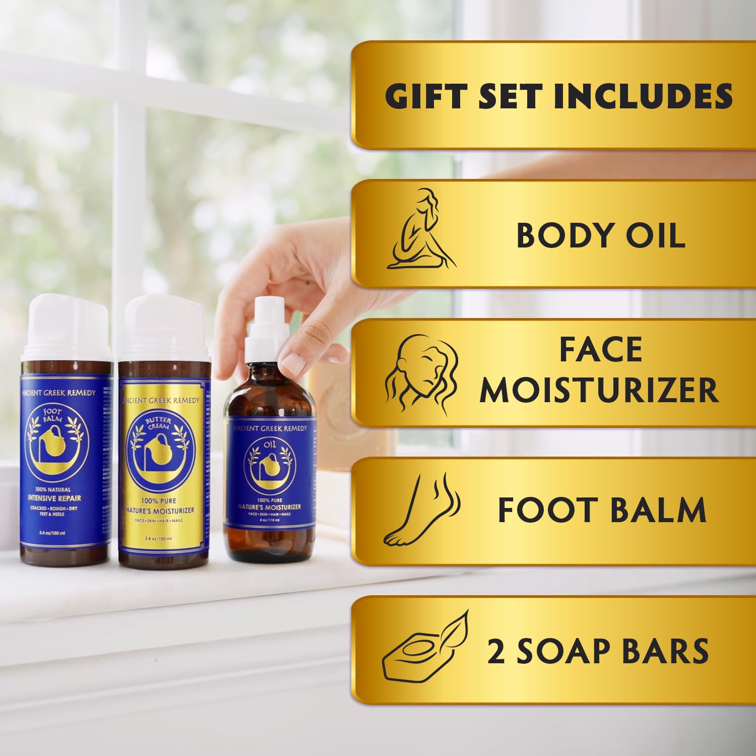 Ancient Greek Remedy face moisturizer jar supports comfortable, dewy skin.