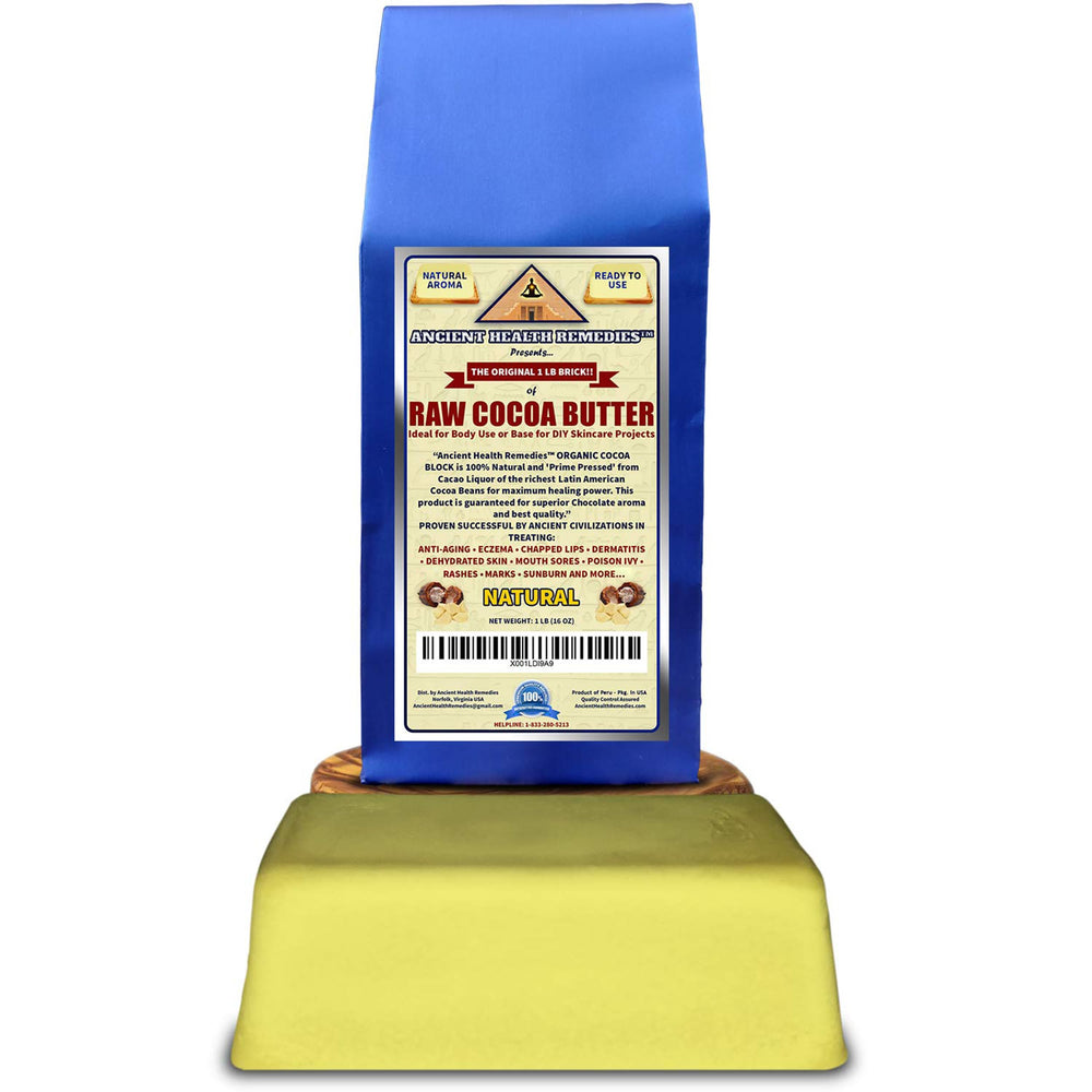 Ancient Health Remedies organic cocoa butter aroma closeup highlighting rich scent for creams.