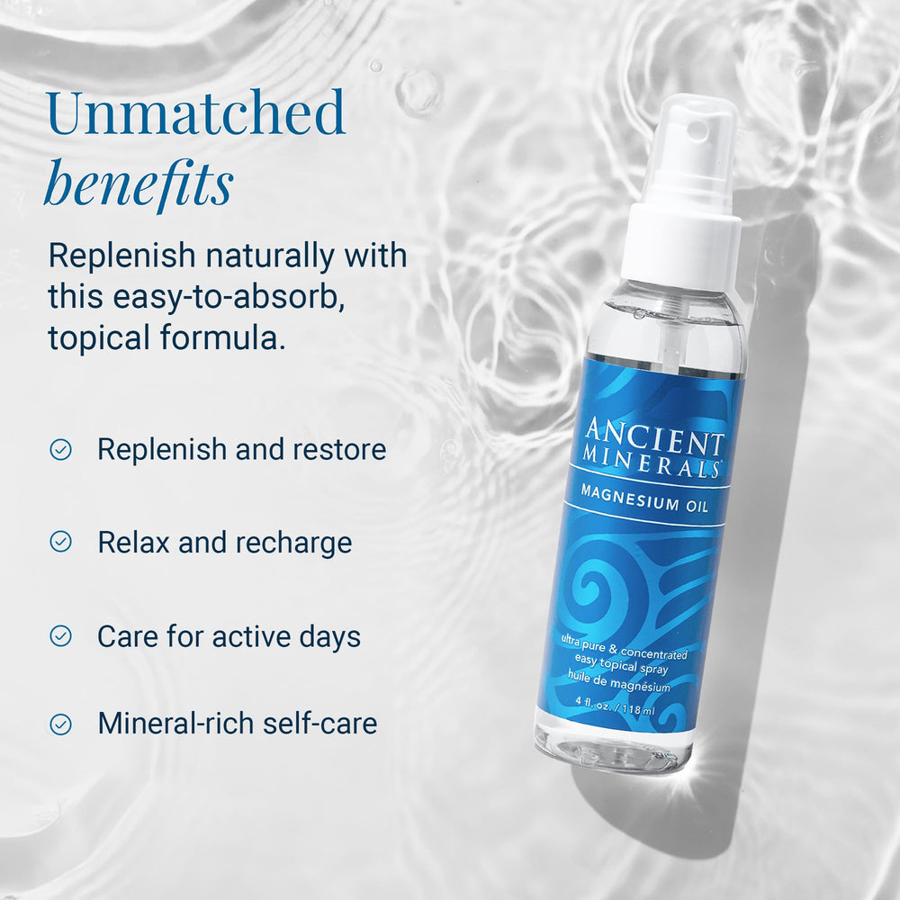 Ancient Minerals application on leg demonstrating fast-absorbing mineral care.