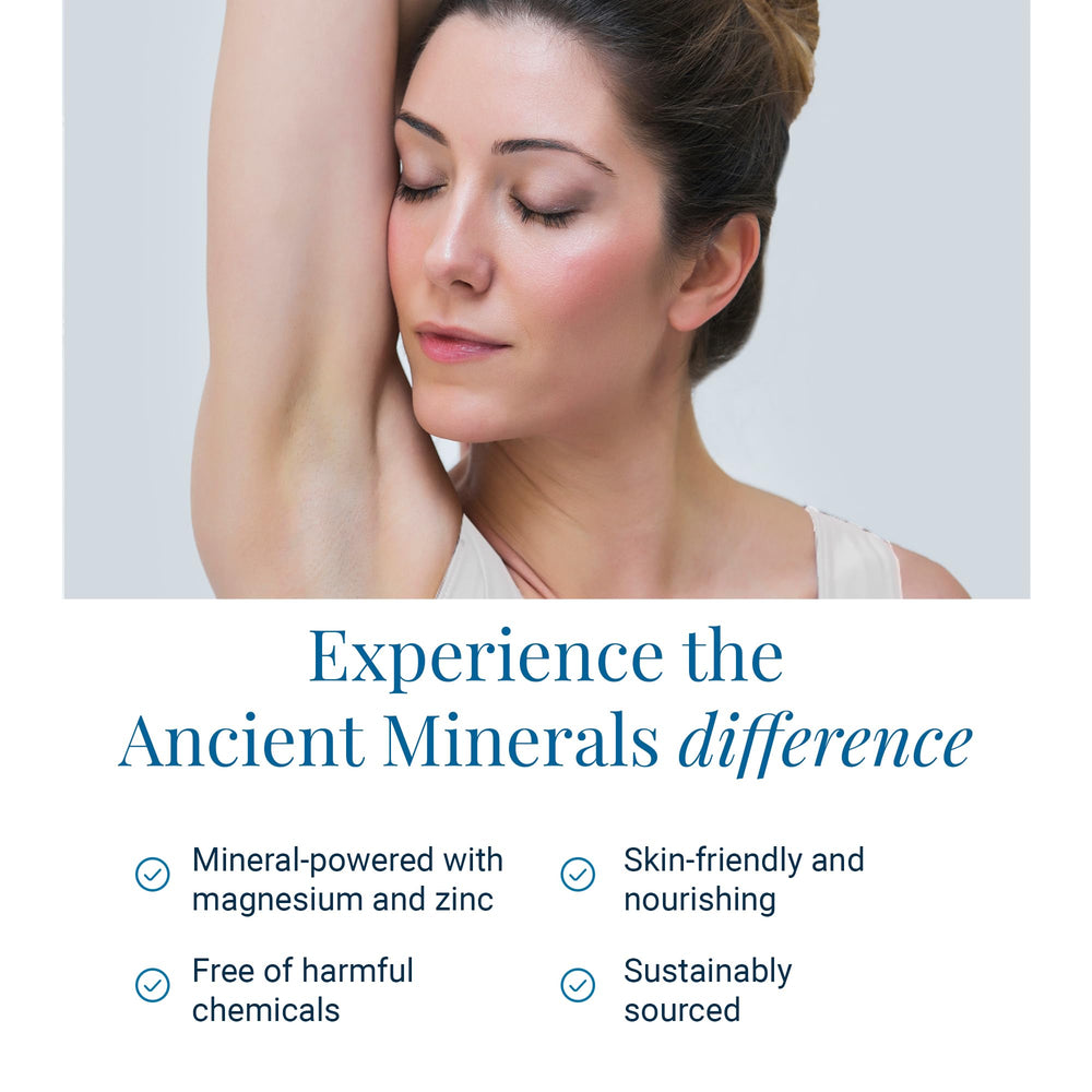 Ancient Minerals deodorant cream underarm application shows smooth absorption