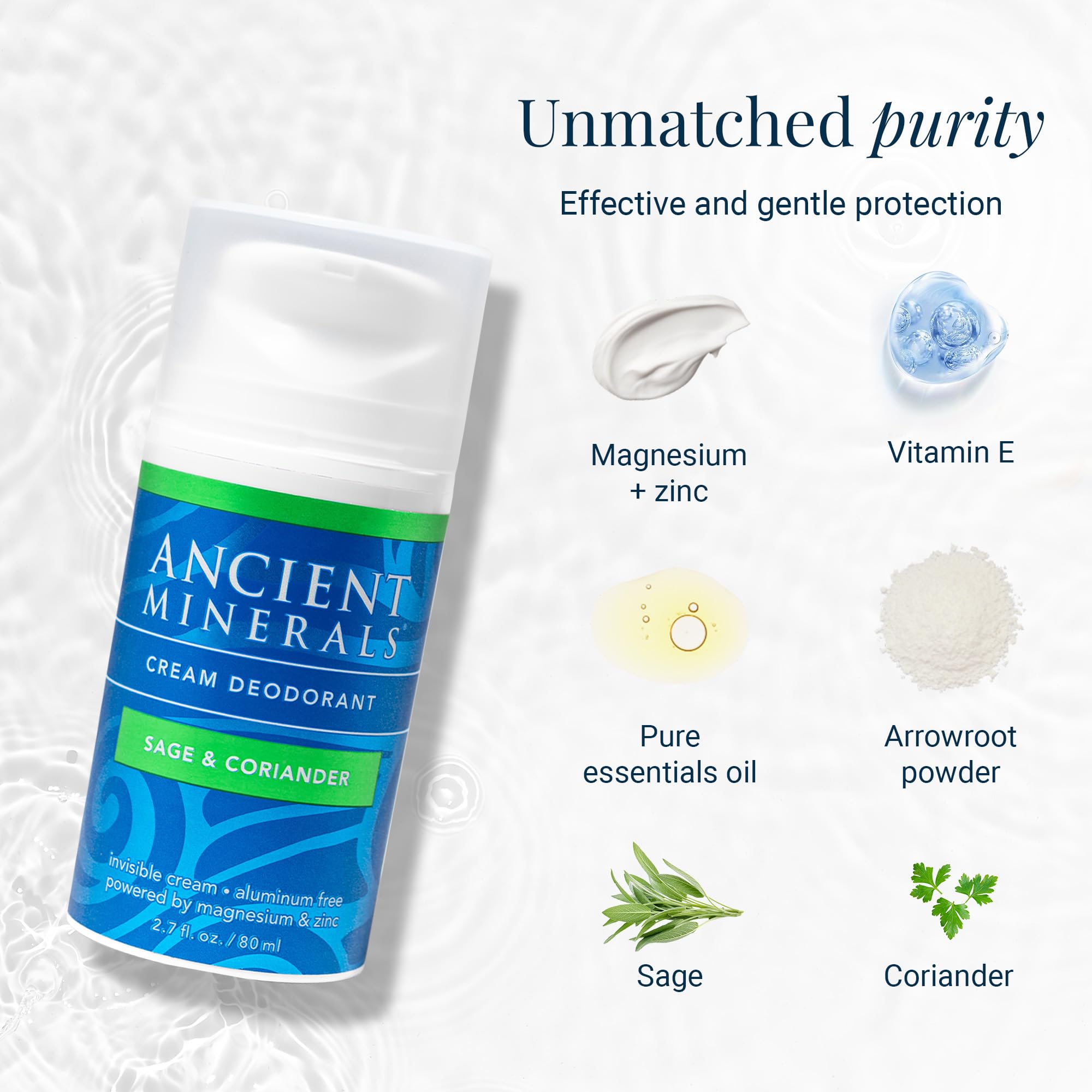 Ancient Minerals Sage Coriander scent close-up with plant-based fragrance