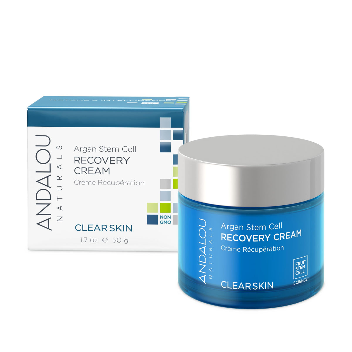 Andalou Naturals Argan Stem Cell Recovery Cream bottle demonstrates oil balance for oily skin.