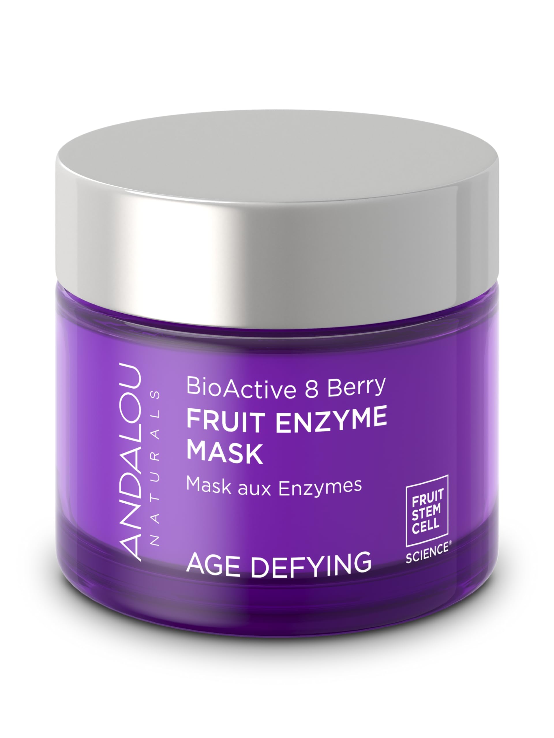 Andalou Naturals BioActive 8 Berry Mask jar close-up showing antioxidant-rich formula for radiant skin