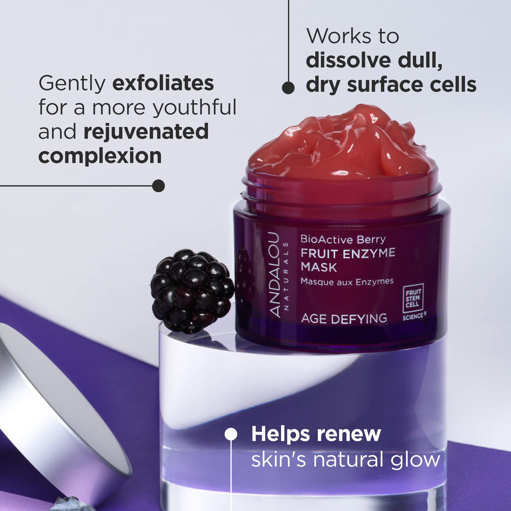 Andalou Naturals BioActive 8 Berry Mask texture swatch demonstrates rich, creamy consistency for dry skin
