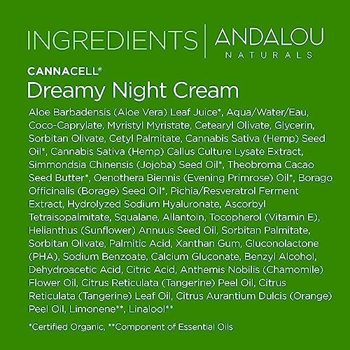 Minimalist bathroom scene featuring Andalou Naturals Dreamy Night Cream packaging.