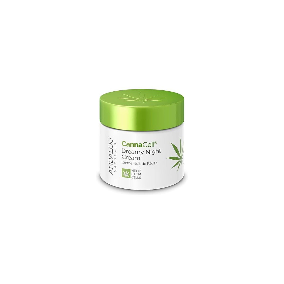 Andalou Naturals CannaCell Dreamy Night Cream bottle for a soothing nightly routine.