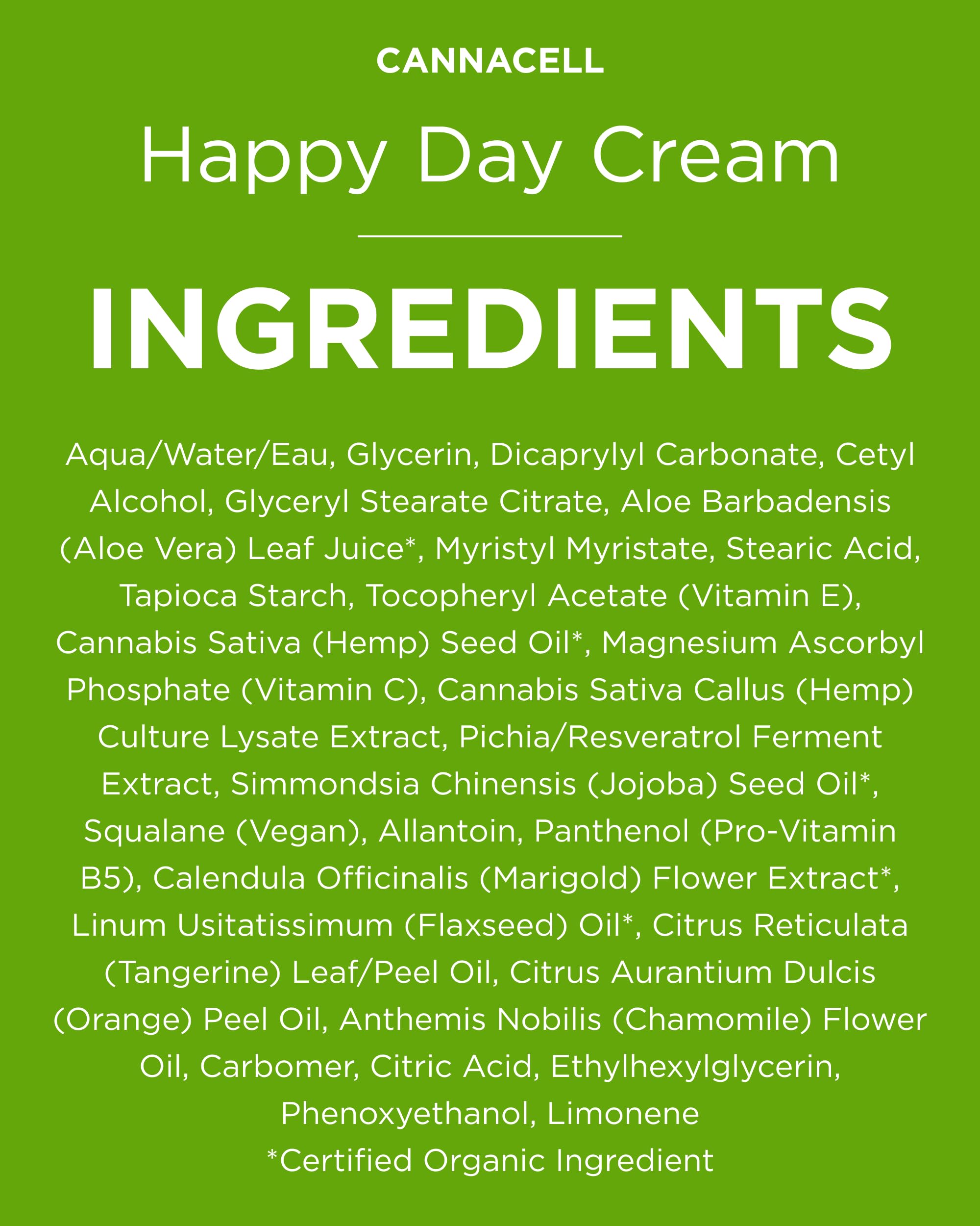 Andalou Naturals Cannacell Happy Day Cream display highlighting plant-based formula.
