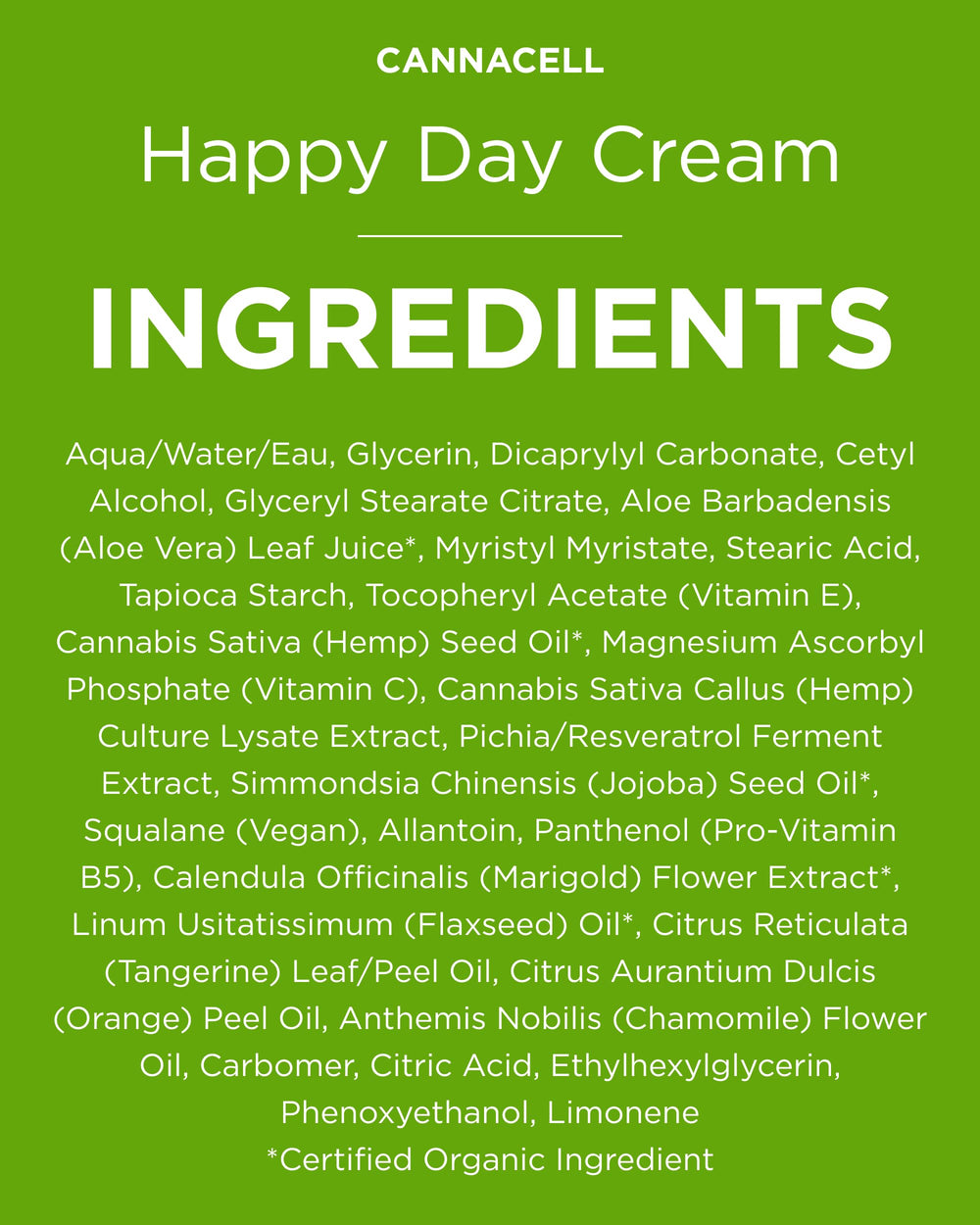 Andalou Naturals Cannacell Happy Day Cream display highlighting plant-based formula.