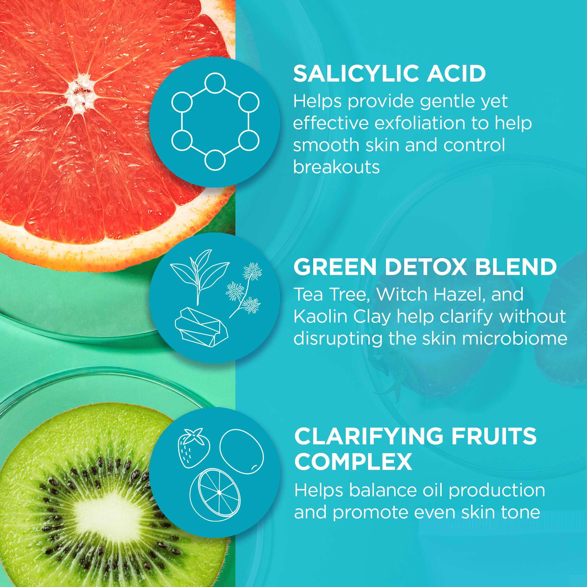 Visible exfoliation particles in Andalou Naturals Clarifying Grapefruit Shower Gel for smoother skin