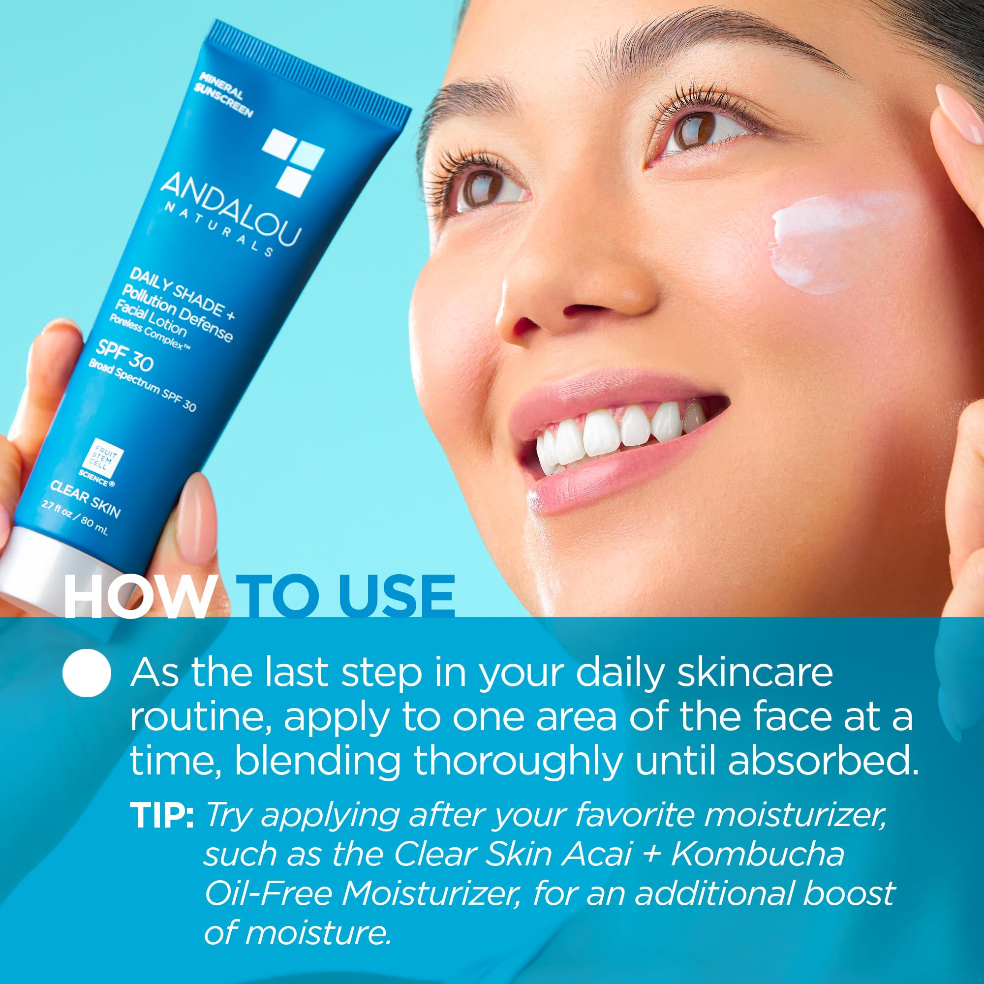 Andalou Naturals Daily Shade defends against blue light and pollution with a light feel.