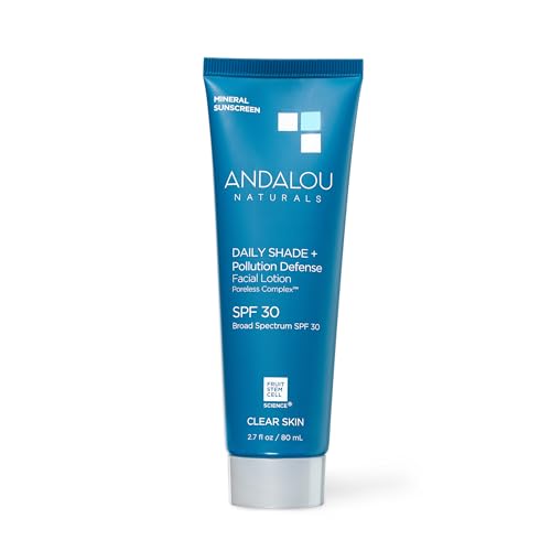 Andalou Naturals Daily Shade SPF 30 lotion pump offers lightweight daily moisture and blue light defense.