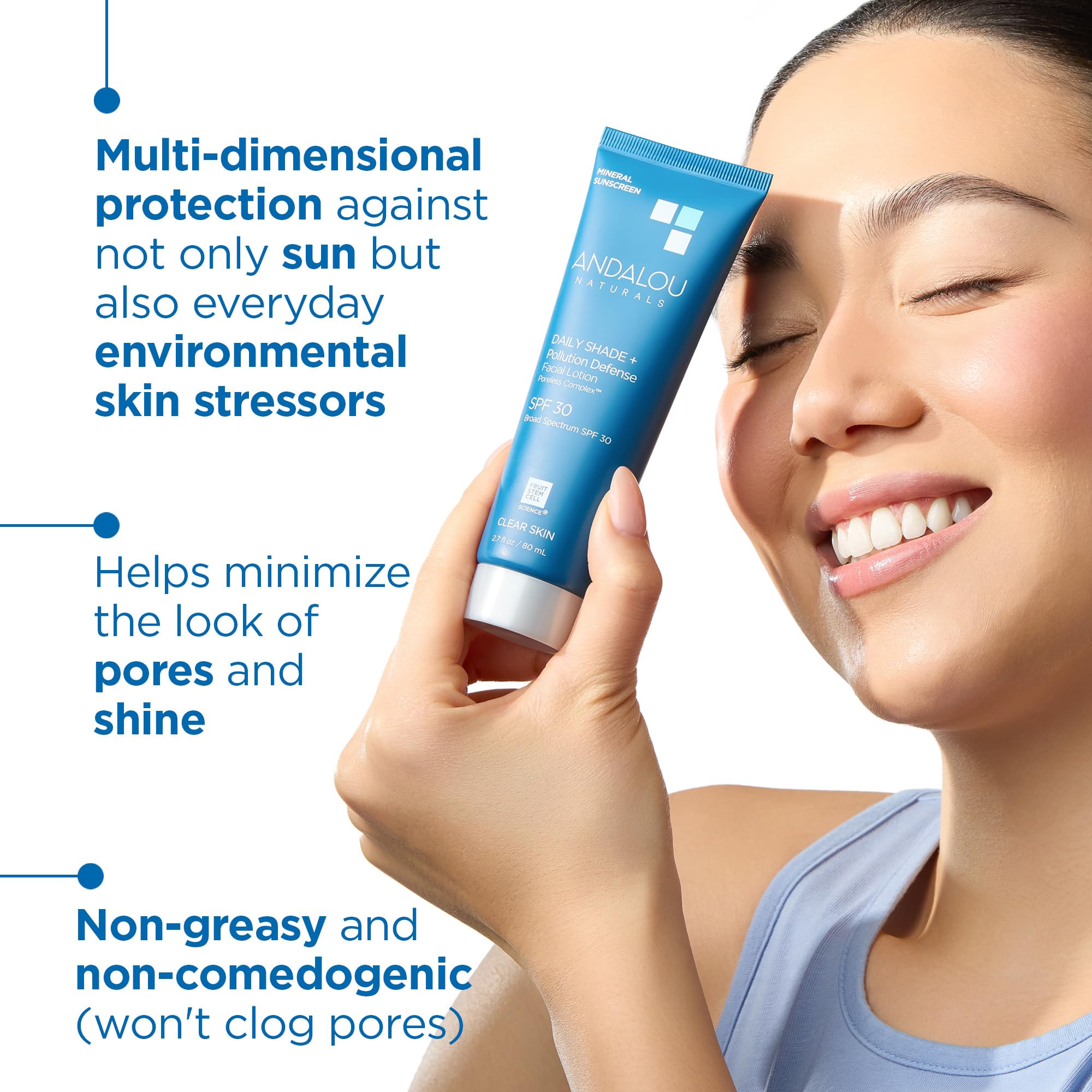 Andalou Naturals Daily Shade demonstrates a matte finish that minimizes shine during the day.