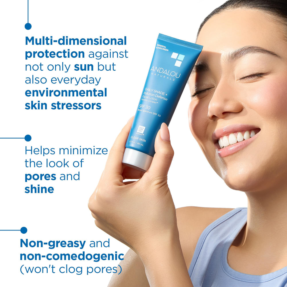 Andalou Naturals Daily Shade demonstrates a matte finish that minimizes shine during the day.