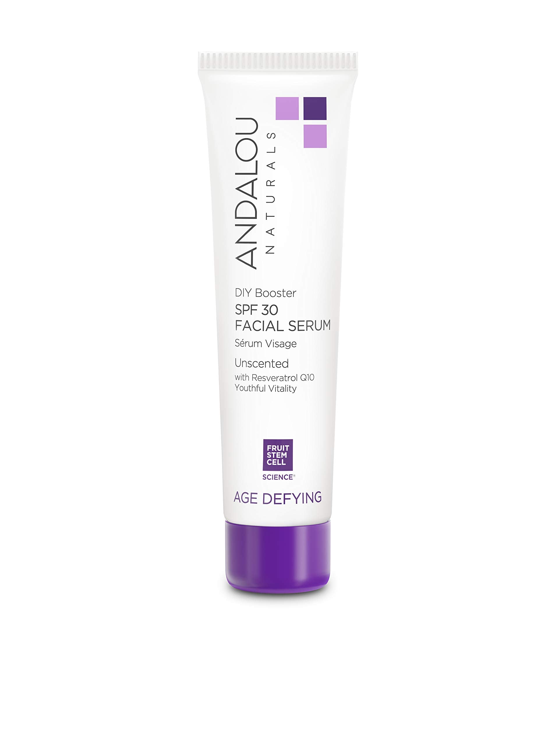 Andalou Naturals DIY Booster SPF 30 serum bottle demonstrates flexible sun protection for daily skincare