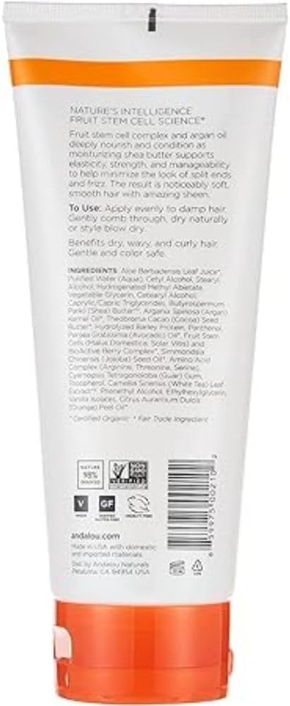 Ingredients highlight: argan oil and shea butter nourish hair.