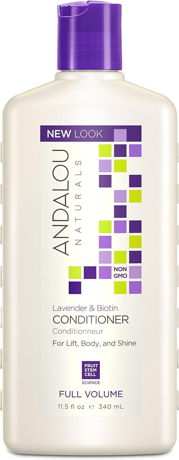 Andalou Naturals Lavender and Biotin Full Volume Conditioner bottle for thicker hair