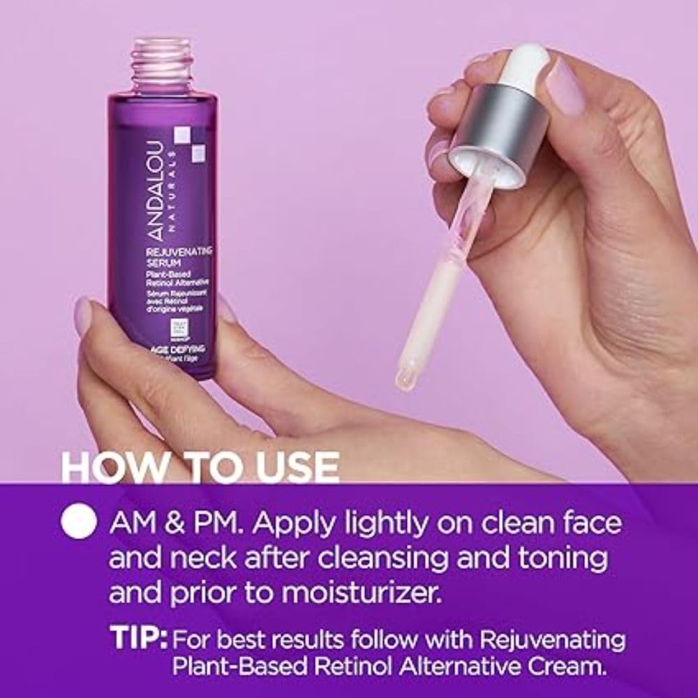 Texture swatch shows lightweight, fast-absorbing serum for daily use.
