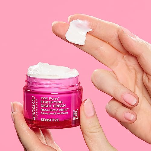 Andalou Naturals rose-biotic-blend ingredients close-up for nourishing skin.