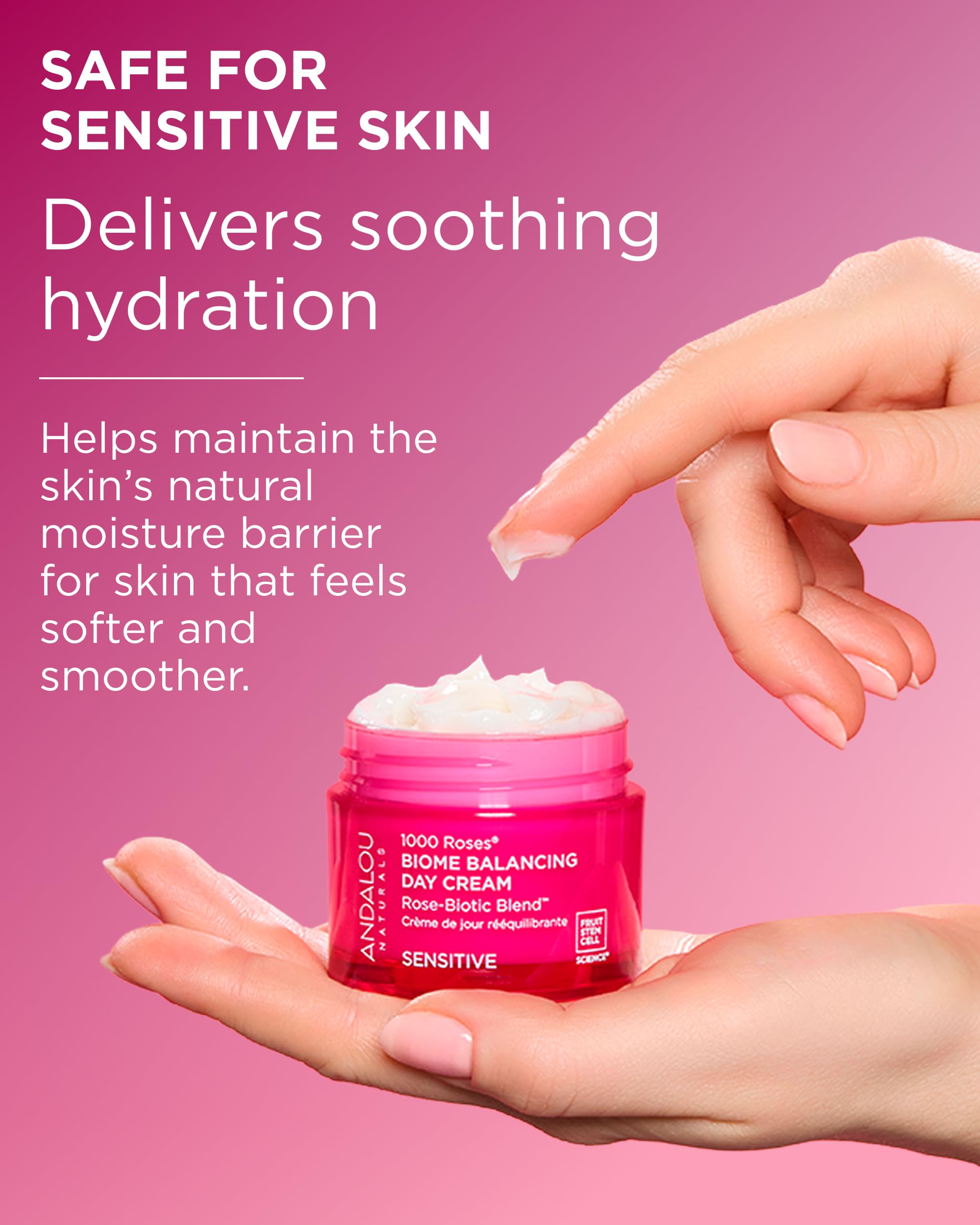 Andalou Naturals Sensitive skin-friendly moisturizer calms and protects the skin's barrier.