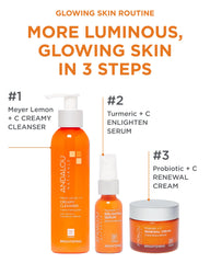 Andalou Naturals Turmeric C Enlighten Serum ingredients close-up highlights fruit stem cells