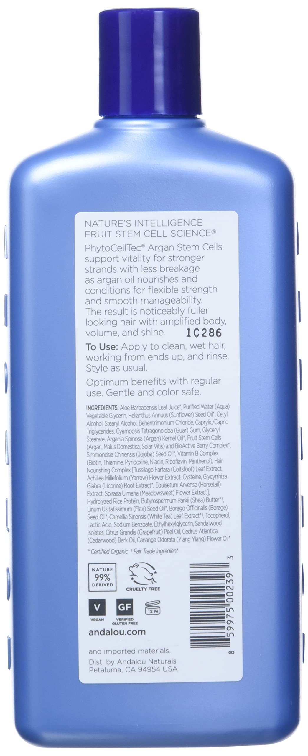 Andalou Naturals Age Defying hair texture close up showing added body