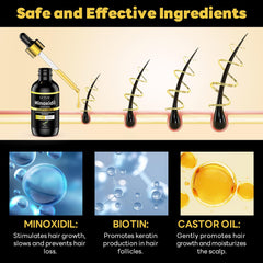Andelusita minoxidil dropper applying rosemary biotin serum to scalp