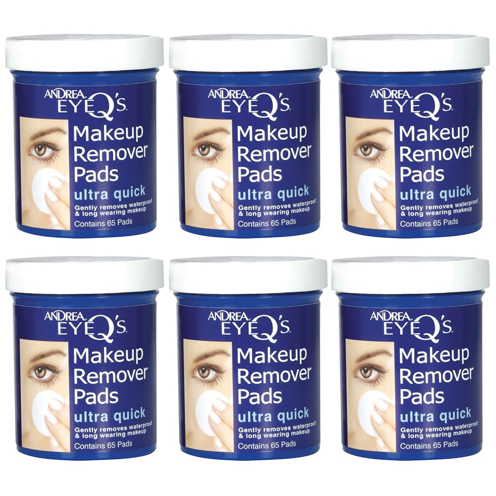 Andrea Eye Q's remover pads box six-pack for fast, gentle eye makeup removal.