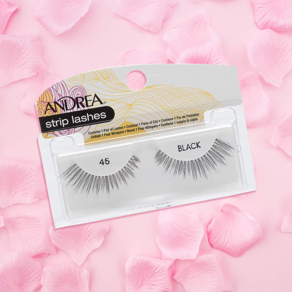 Andrea False Lashes Style 45 four-pair pack offers versatile wear.