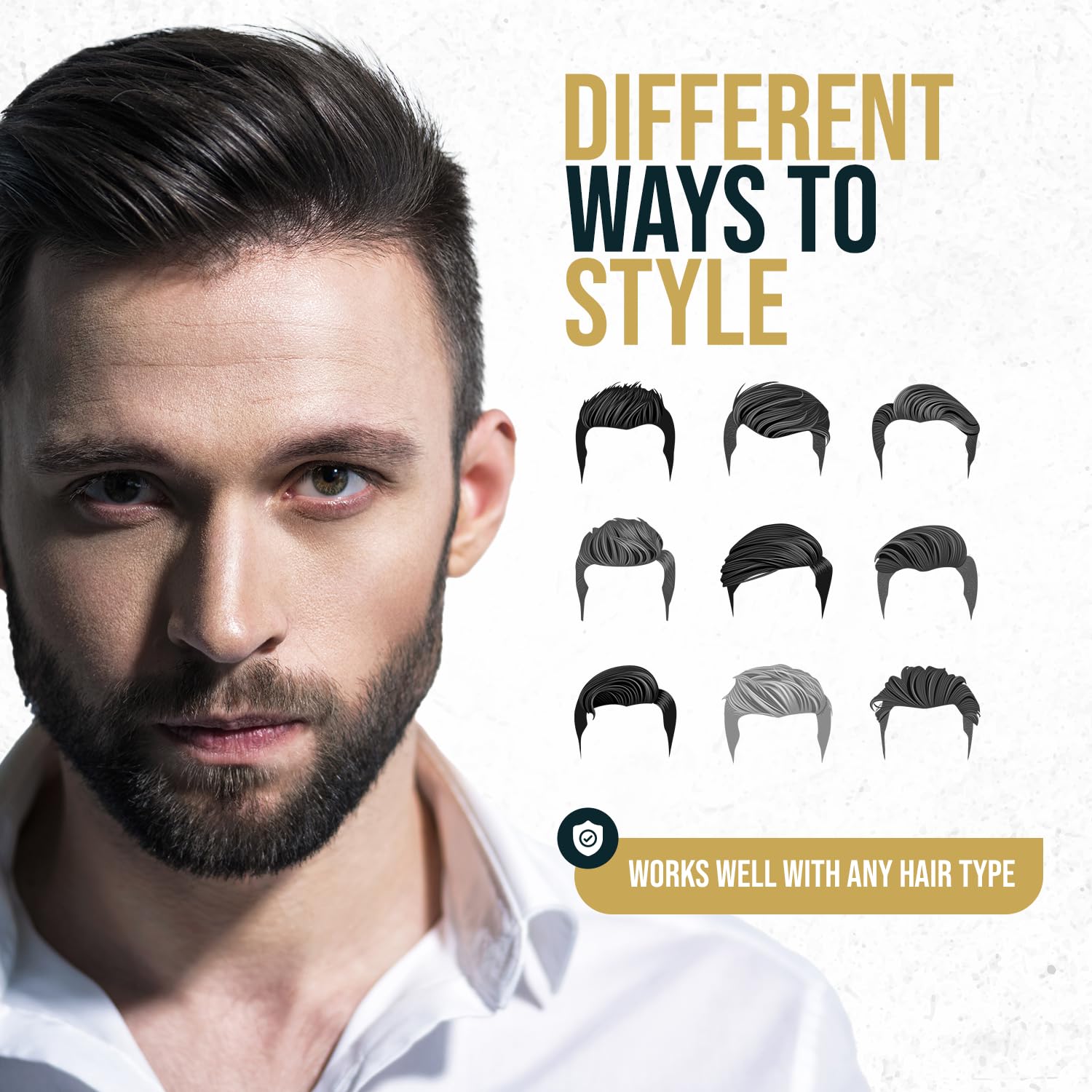 ANDREW JAMES Matte Pomade applied with fingertips to dry hair for easy styling