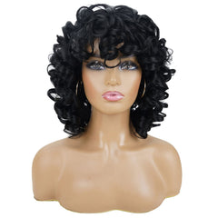 Andromeda Curly Wig with Afro-loose curls on model, flattering silhouette.
