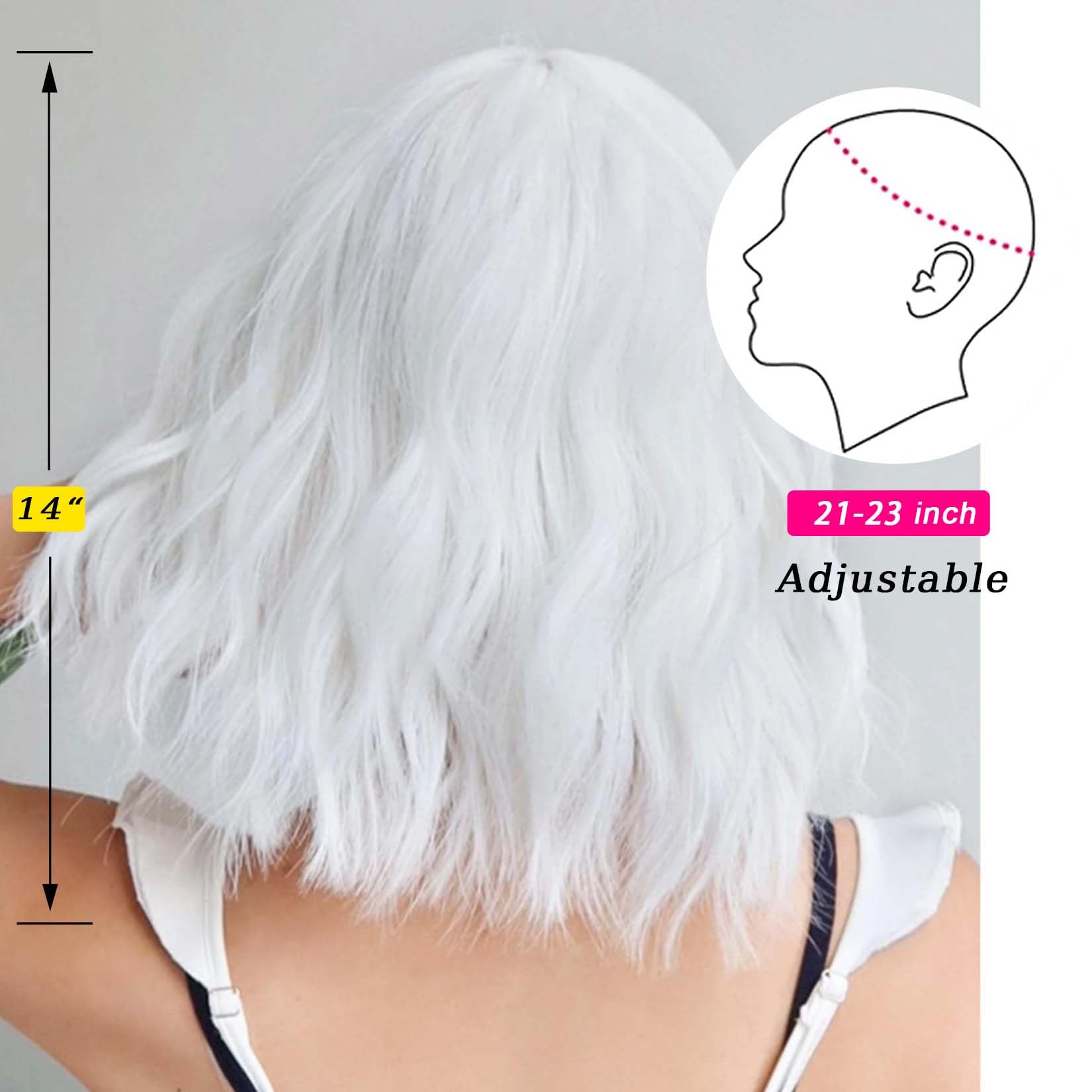 Andromeda white wavy wig worn in cosplay and daily outfits.